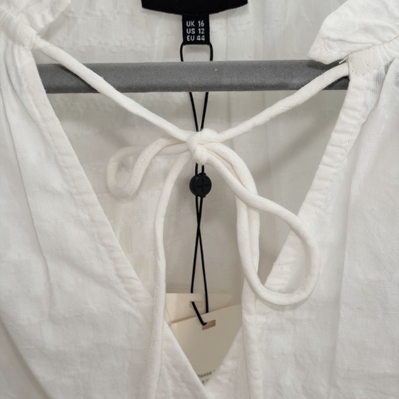 ME+EM White Cotton Tie Neck Button Down Blouse New with Tags US size 12 - Picture 5 of 10